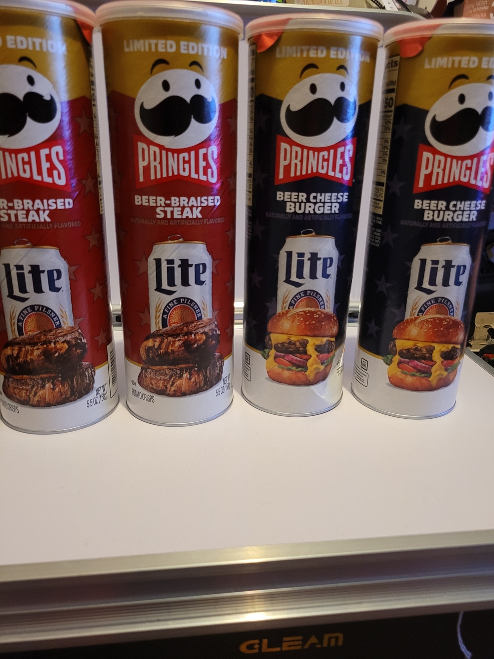 Pringles Limited Edition Beer-Flavored Potato Crisps - Red & Navy Can
